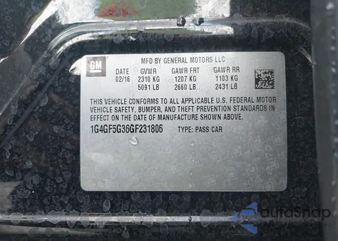 2016 Buick Lacrosse Premium Ii из США, поврежденный, VIN 1G4GF5G36GF231806